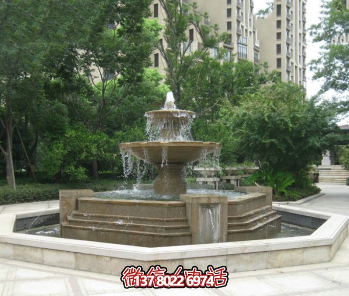 精美石雕大型噴泉，美化小區(qū)廣場景觀