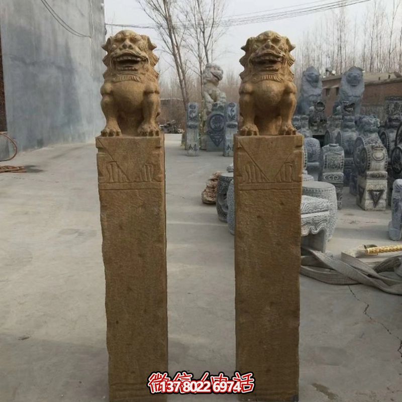 砂巖拴馬柱擺件，為你的寺廟門(mén)口增添優(yōu)雅氣息