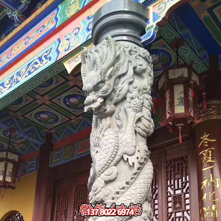 精美仿古園林，花崗巖石龍盤柱點(diǎn)綴