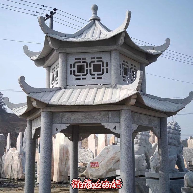 雙層仿古建涼亭，裝點(diǎn)花園、廣場，增添雕塑藝術(shù)氣息