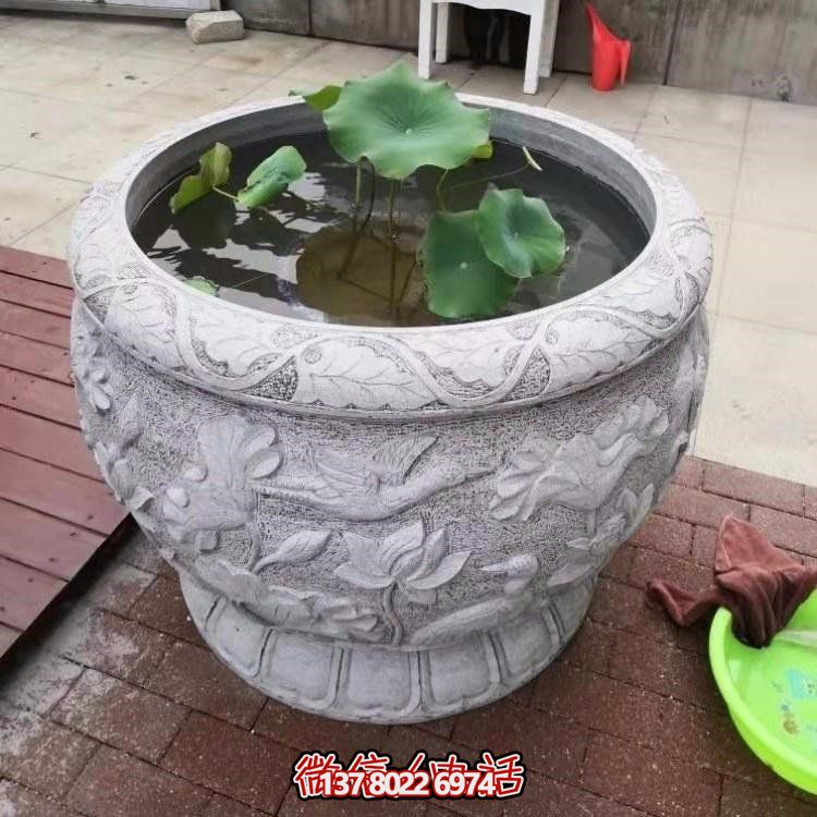 精美絕倫，濃濃古典風(fēng)情歐式別墅大理石浮雕魚缸擺件
