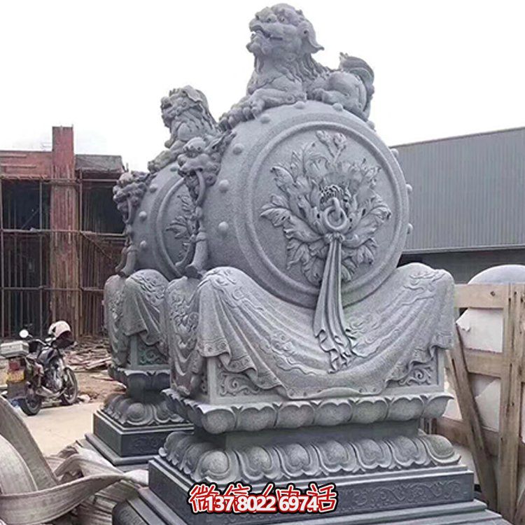 精美大理石石雕抱鼓雕塑，添彩戶外園林景觀