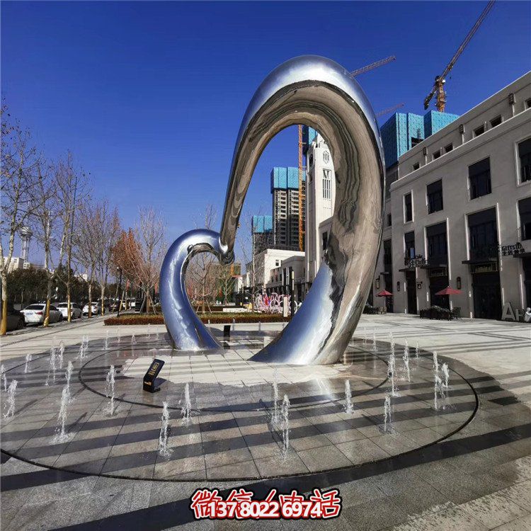 不銹鋼圓形雕塑精致工藝，拋光鏡面，抽象藝術(shù)