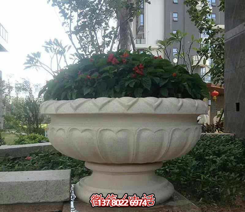 精美巨型大理石石雕花盆雕塑，讓你的別墅街道更加精彩