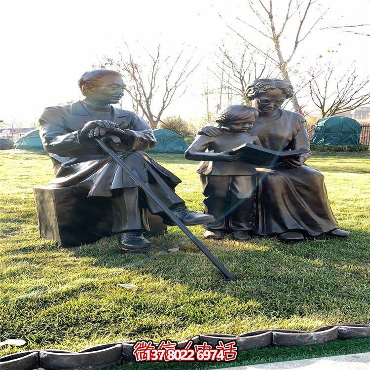 仿銅民俗人物雕塑，玻璃鋼裝飾公園戶外