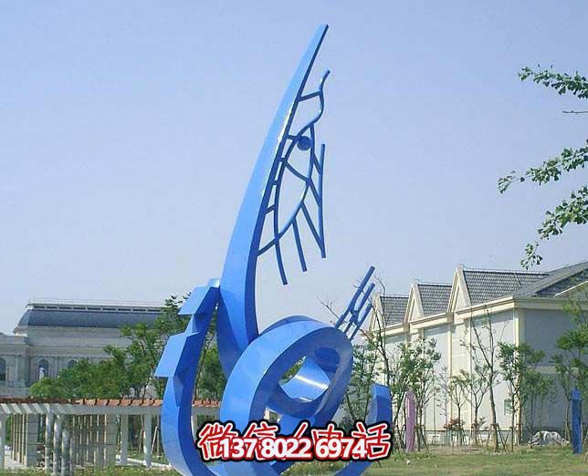 藍色不銹鋼魚雕塑，簡約裝飾街道