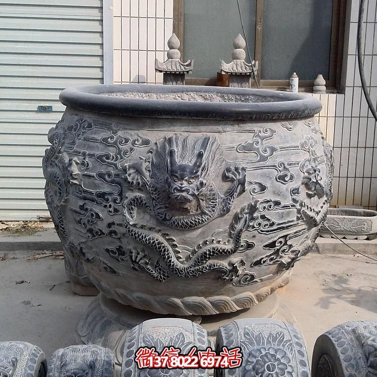 石雕仿古舊圓形裝飾缸，精美外觀，多功能應(yīng)用