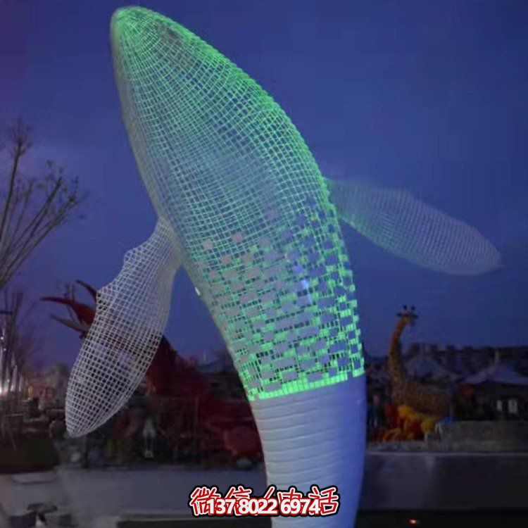 不銹鋼鯨魚雕塑景觀，營造完美空間氛圍