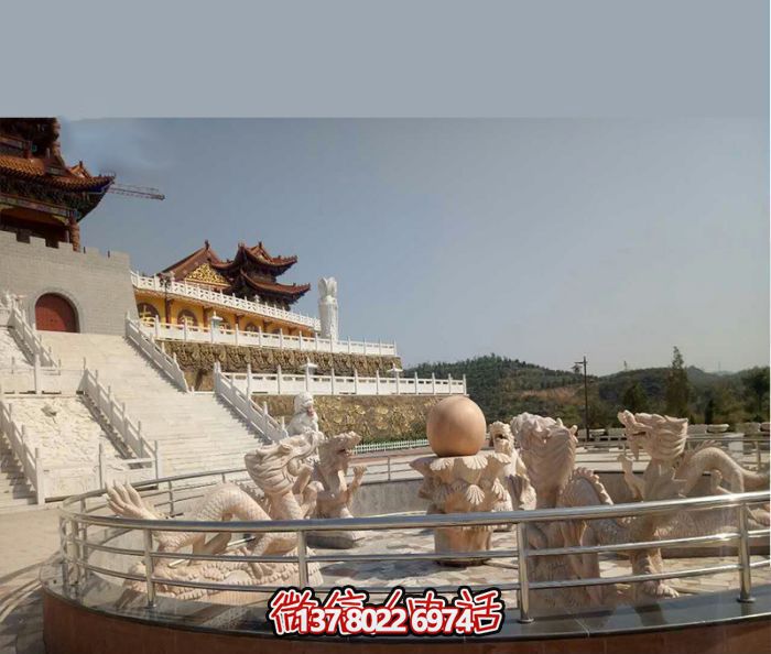 藝術(shù)燈光的魔力，紅龍戲球風大型噴泉石雕秀