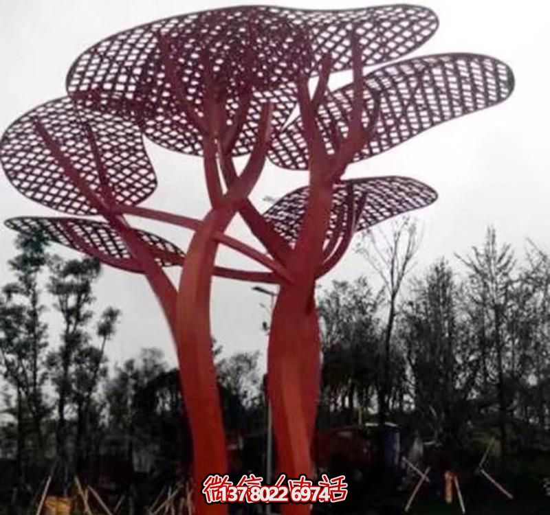 兒童安全游樂園，不銹鋼網(wǎng)格樹雕塑裝置