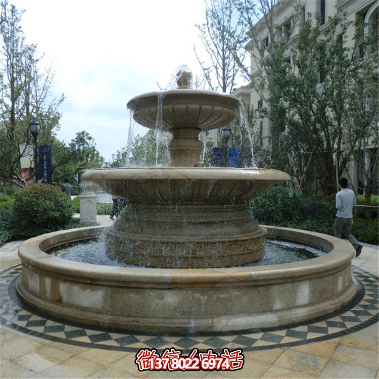 歐式雙層大理石流水噴泉，為小區(qū)增添高貴氣質(zhì)