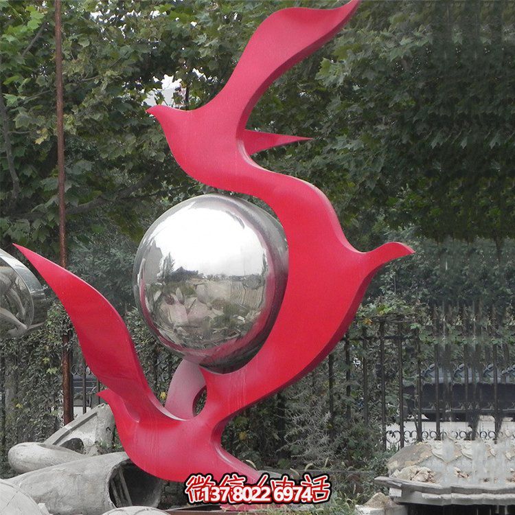 不銹鋼抽象鴿子雕塑，為您的園林景觀增添高雅氣息