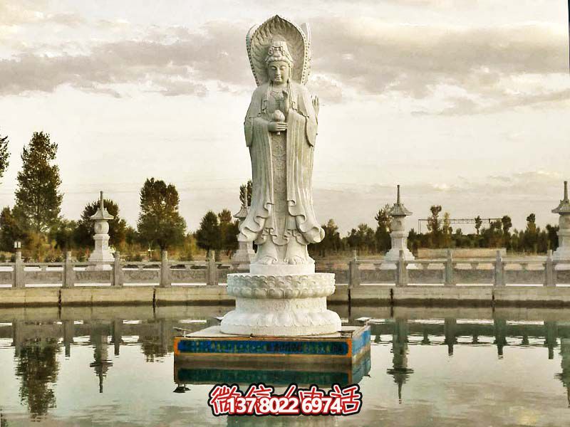 大型漢白玉石雕觀音雕塑，讓你的戶外景區(qū)更加完美