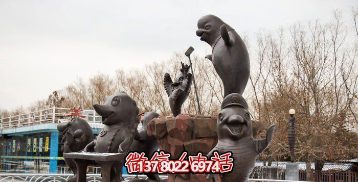 不銹鋼海豚雕塑，個性創(chuàng)意花園裝飾