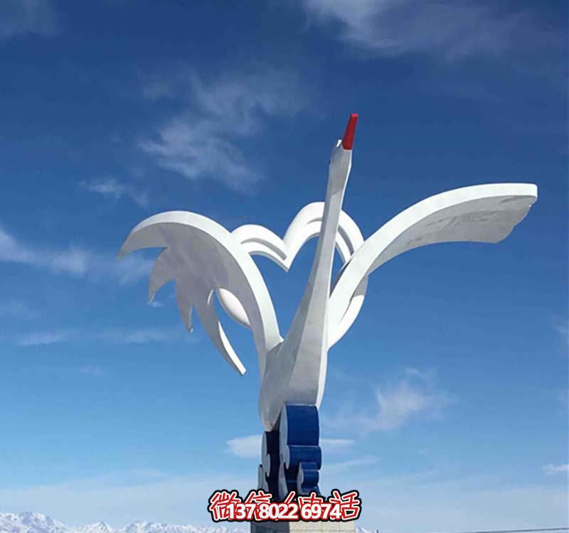 不銹鋼愛心鶴雕塑，點(diǎn)亮廣場創(chuàng)意之美