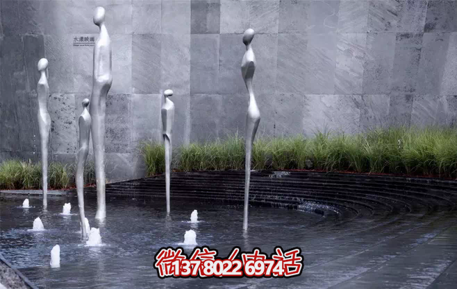 不銹鋼抽象噴泉雕塑，景觀創(chuàng)意裝置