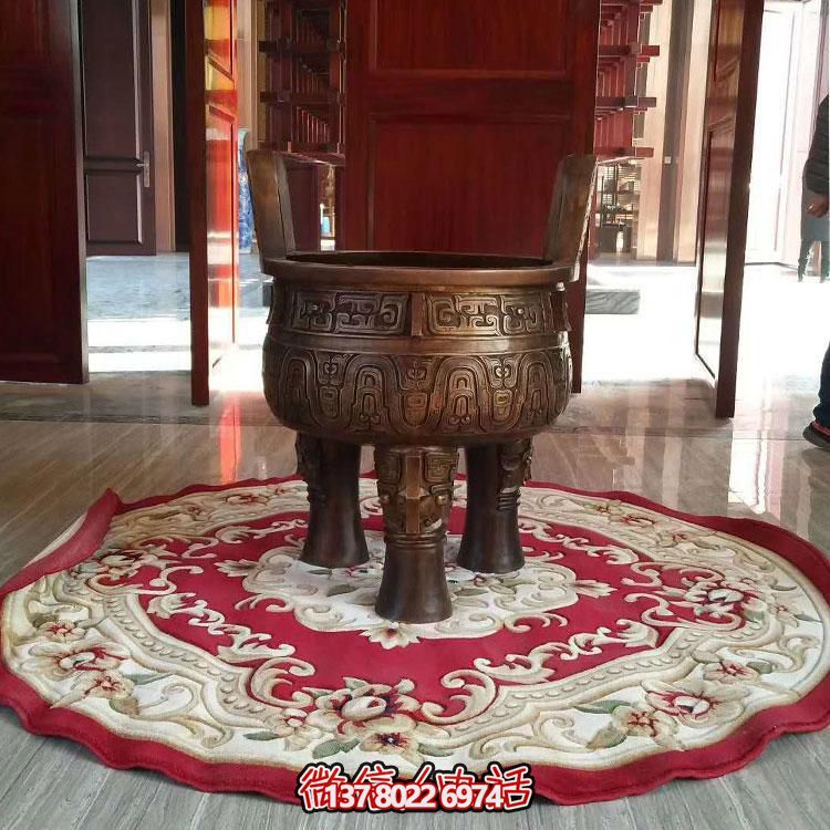 純銅鼎仿古香爐擺件，圓潤家居裝飾