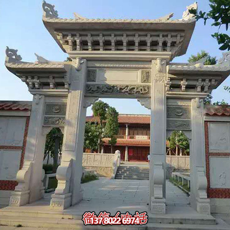精美大理石石雕景區(qū)園林，大型門樓牌坊雕塑
