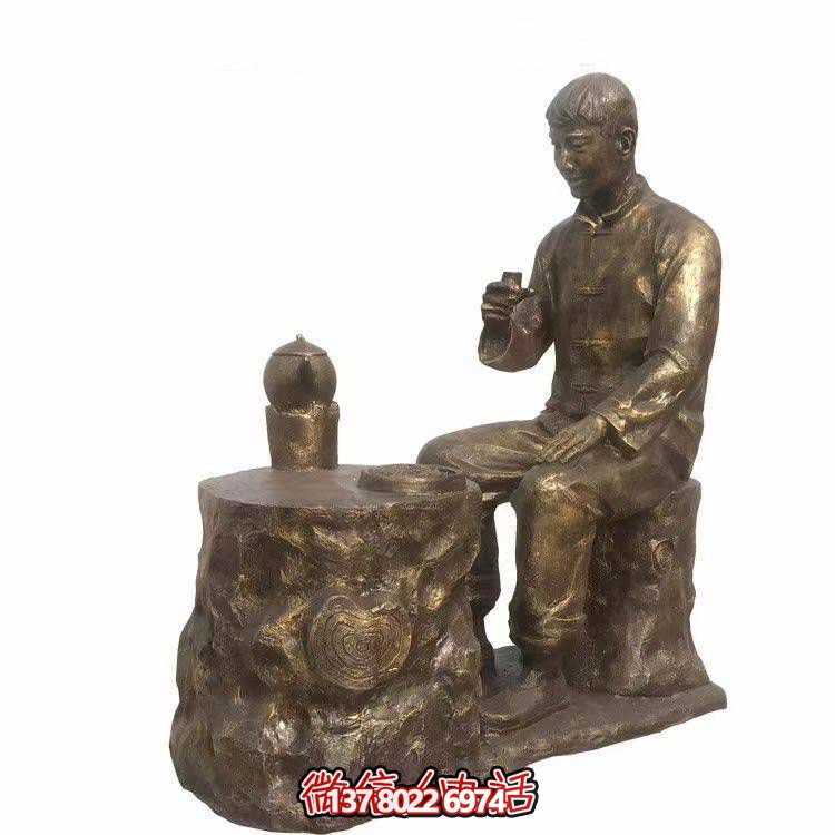 仿銅玻璃鋼人物小品雕塑，景觀戶外公園裝飾