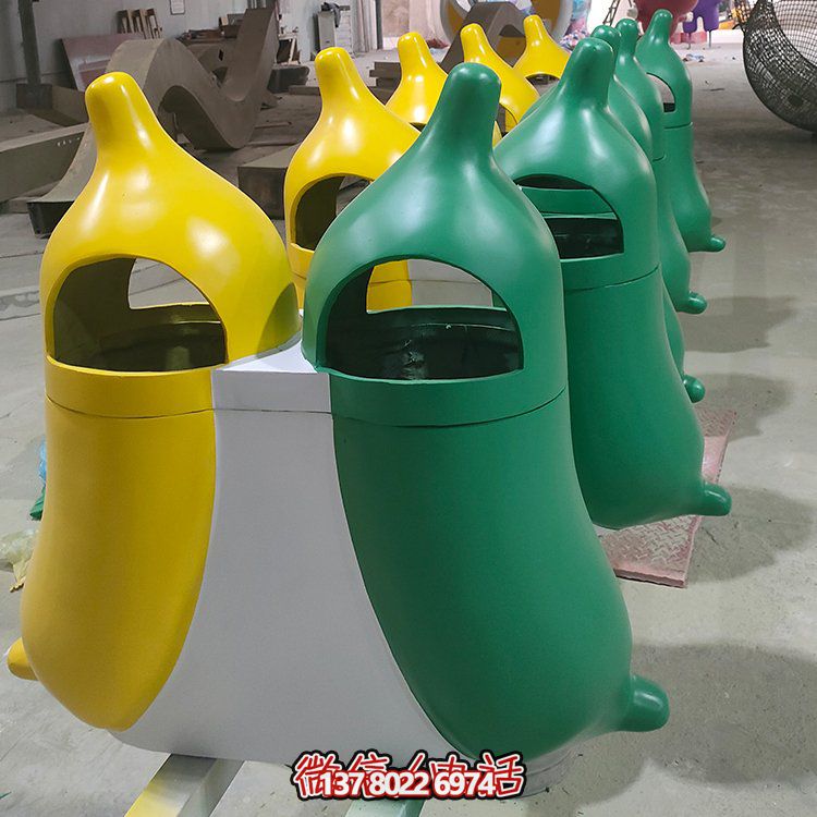 創(chuàng)意玻璃鋼垃圾桶，家庭園林裝飾擺件