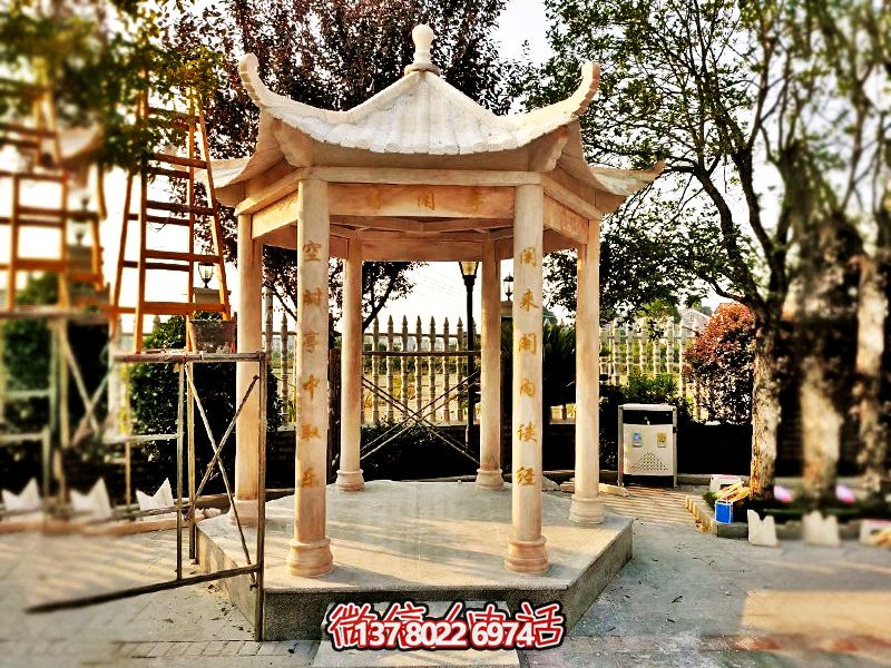 仿古涼亭，擺放在庭院里，欣賞美麗晚霞，營(yíng)造休閑小區(qū)紅色氛圍
