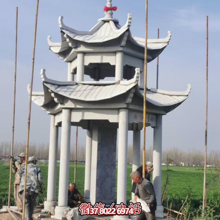 雙層大理石石雕涼亭，點(diǎn)綴家園，打造美麗園林景觀
