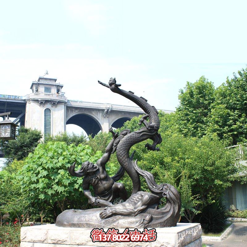 仿銅雕塑大禹治水，裝飾公園廣場