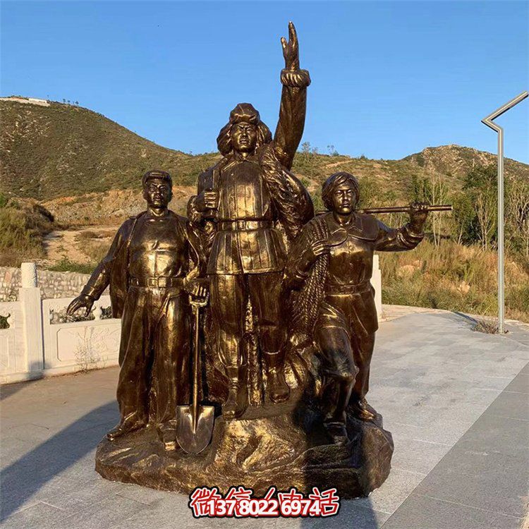 仿銅八路軍戰(zhàn)士玻璃鋼景觀(guān)擺件