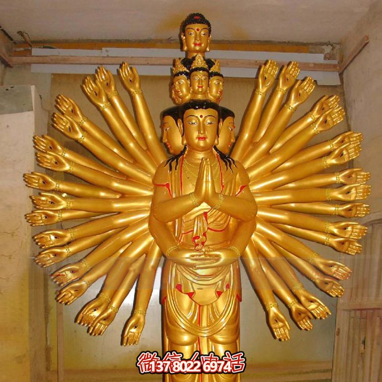 鎏金千手觀音大型雕塑，精美絕倫，醉人心魄