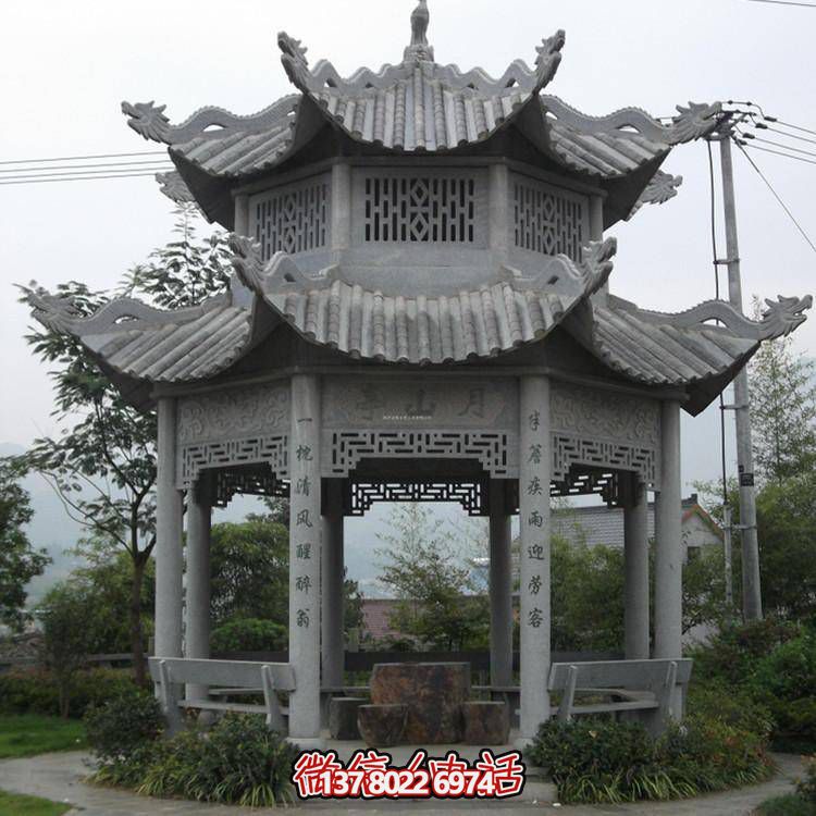 仿古青石涼亭，美觀大方，雕塑精美
