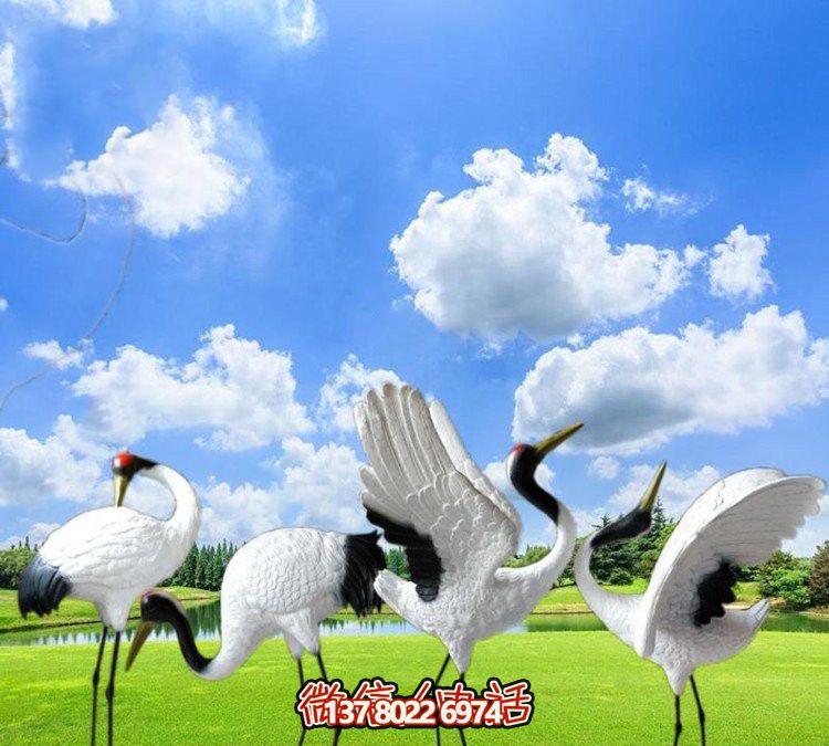 仙鶴彩繪玻璃雕塑，一次欣賞美麗風(fēng)景