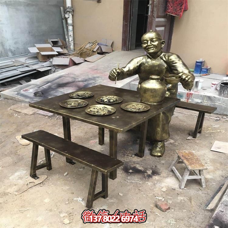 玻璃鋼仿銅人物雕塑擺件，高雅裝點戶外園林