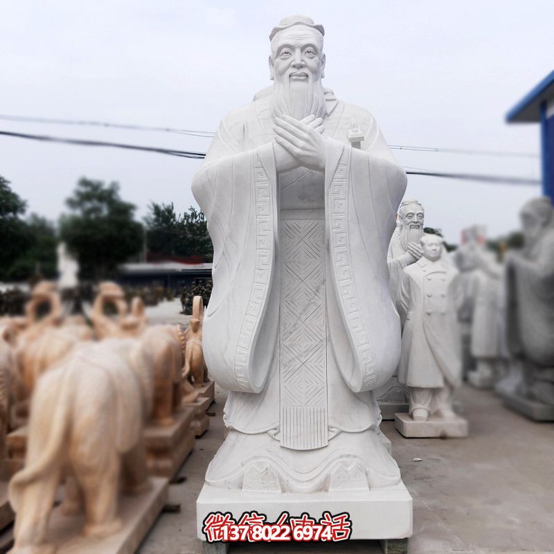 漢白玉孔子雕塑傳承中華文化，融入創(chuàng)意景區(qū)