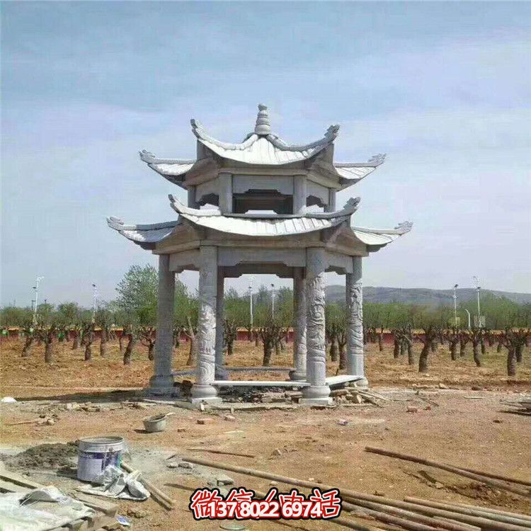 雙層雕塑涼亭，為景區(qū)、園林、戶外環(huán)境提供視覺(jué)美感