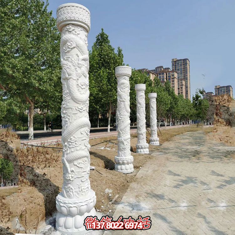 傳統(tǒng)文化靈魂，中國龍紋大理石柱雕刻景觀擺放