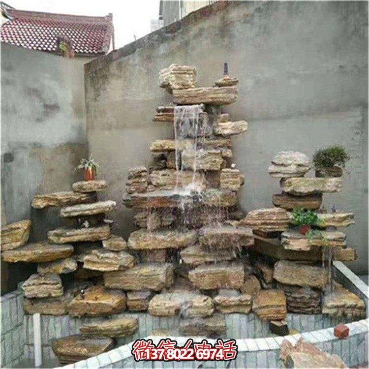 大型立式層流水假山石造景，給你驚艷的室外庭院廣場(chǎng)