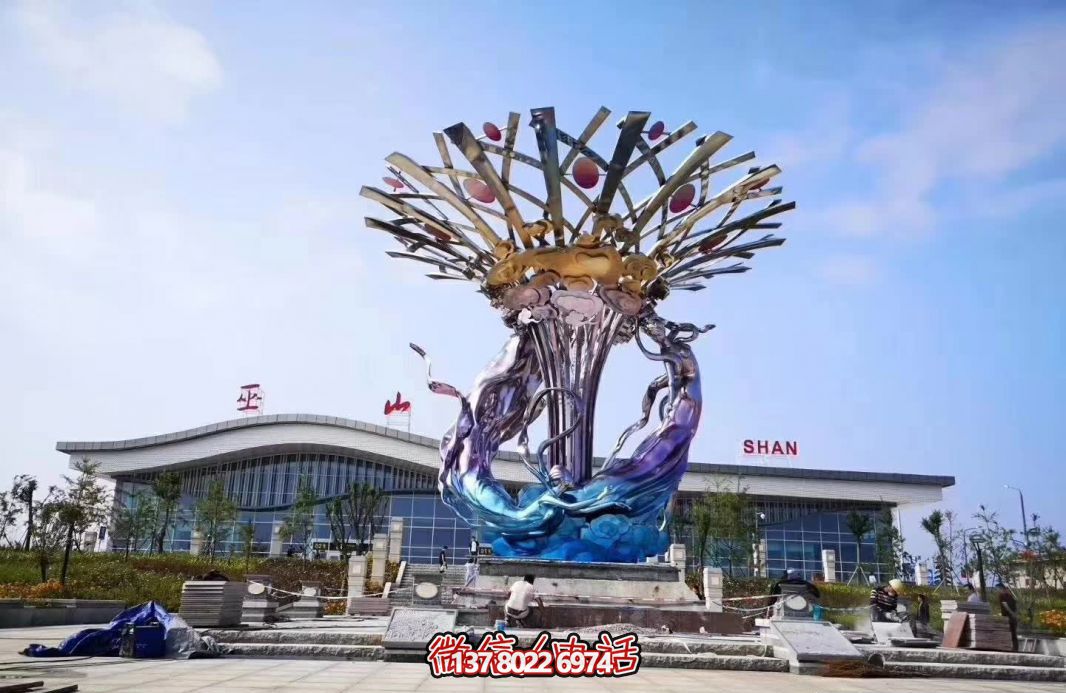 玻璃鋼美人魚雕塑，給廣場帶來彩繪跳舞美景