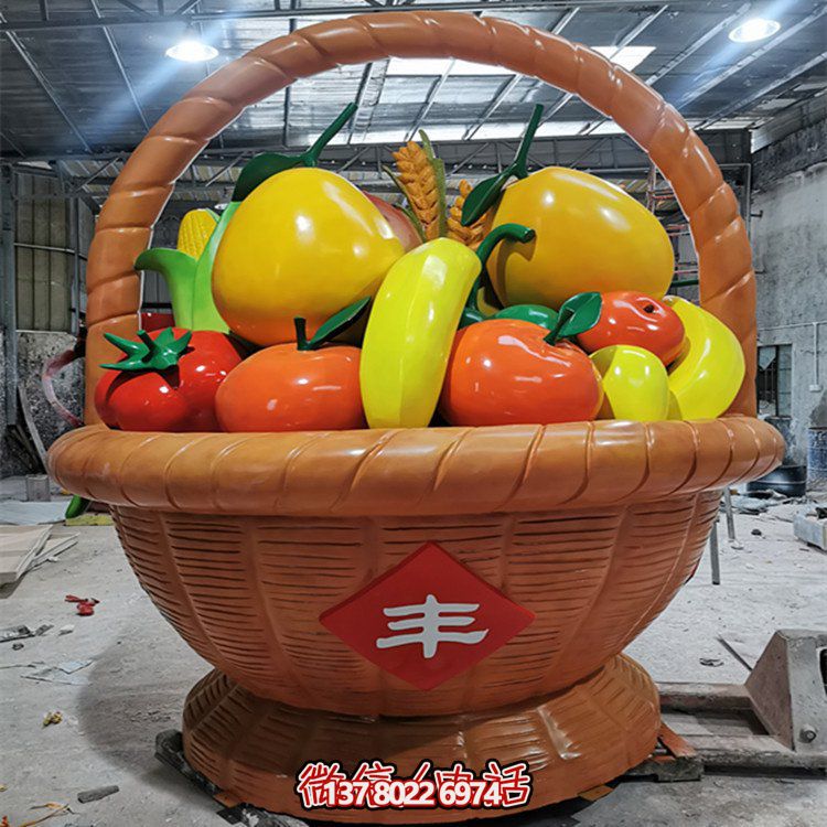玻璃鋼制彩繪水果籃，專為戶外采摘量身打造的擺件