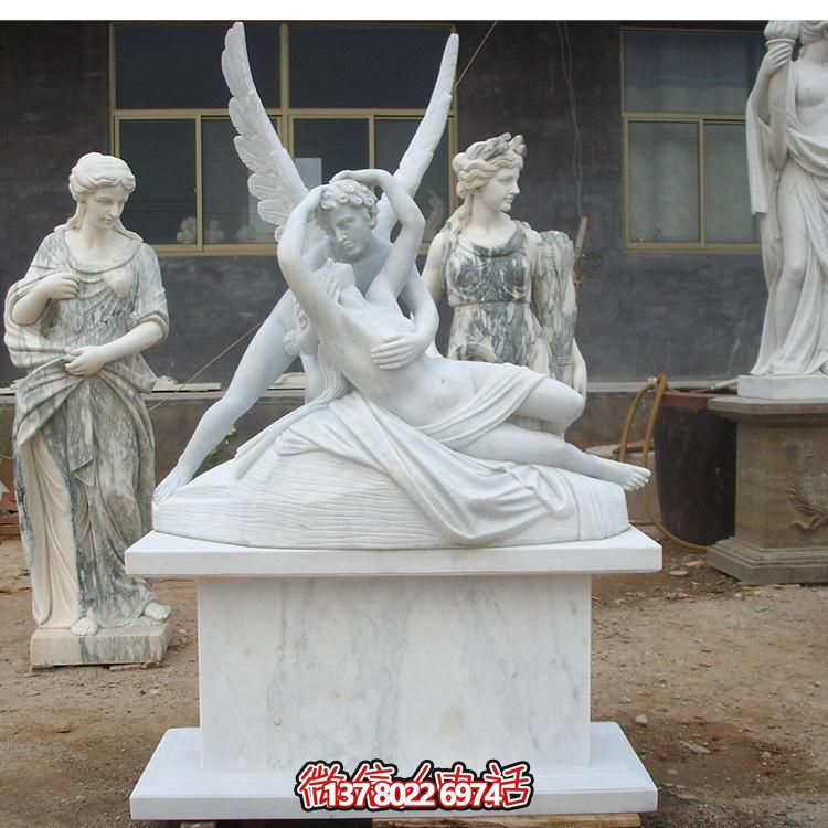 西方天使?jié)h白玉雕塑，美化景區(qū)廣場(chǎng)