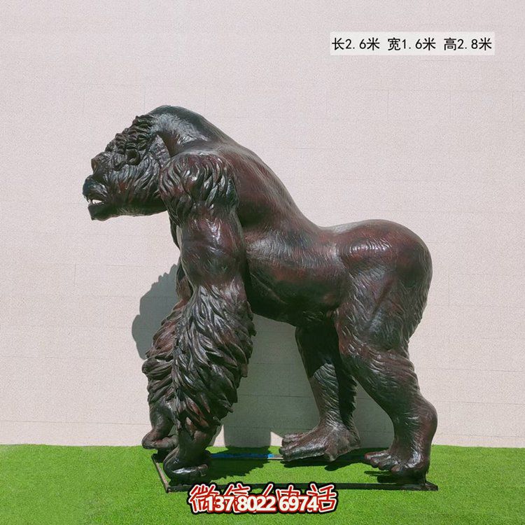 玻璃鋼仿真大猩猩動(dòng)物雕塑，點(diǎn)綴游樂(lè)園游樂(lè)擺放