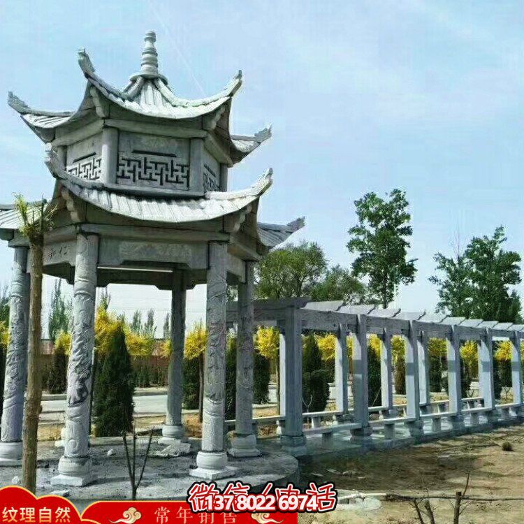 甄選優(yōu)質(zhì)大理石雙層涼亭，精美絕倫的雕塑美景