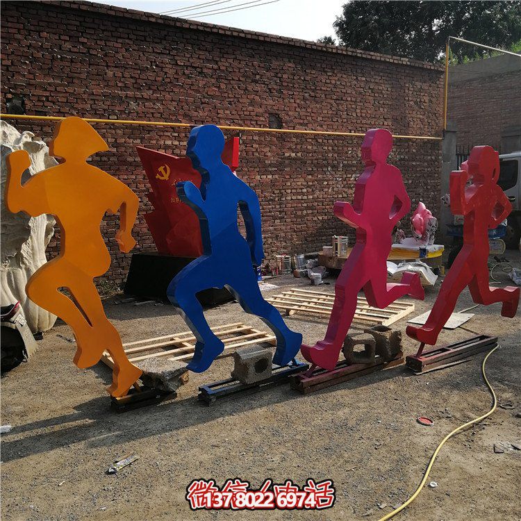 跑步，玻璃鋼剪影抽象人物運(yùn)動(dòng)雕塑