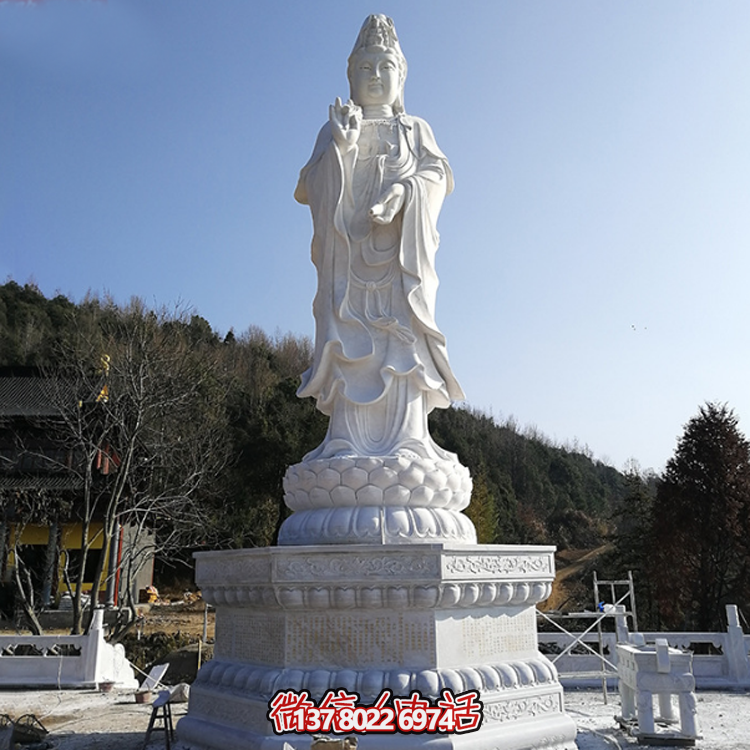 觀音佛像，漢白玉滴水觀音石雕石像
