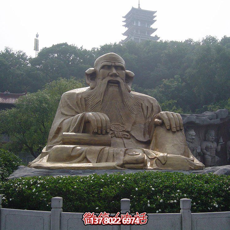廣場(chǎng)景區(qū)大型銅雕老子，戶外仿銅古代人物雕塑