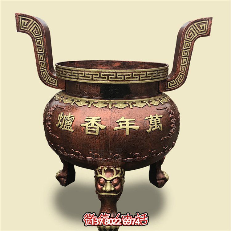 家用銅雕上香祈福鼎，香爐雕塑